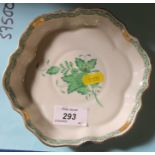 A Herand porcelain dish, of shaped circular form, decorated in green, diameter 6.5ins - rubbing to