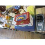 A model of an Austin Healey, together with a cased Royal Crown Derby jug and bowl, other model cars,