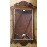 A mahogany framed fret cut wall mirror, overall size 37.5ins x 21ins