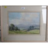 Aubrey Phillips, two pastels, Malvern Hills and Tewkesbury houses, 9.75ins x 14ins and 10ins x 13.