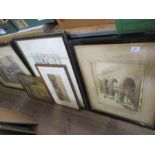 Collection of antique style prints, etc. to include Dutch scene, photograph, etc.