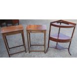 A pair of mahogany sidetables, fitted with a drawer, 19ins x 12.5ins, height 28ins, together with