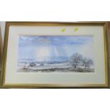 John Harris, watercolour, The Malvern in Winter, 9ins x 18ins, together with Beryl Hemming,