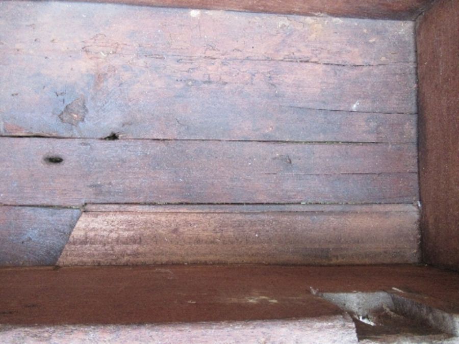 A 19th century hardwood Indonesian dowry chest, with two escutcheons and locking plates, having a - Image 5 of 9