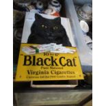 A metal and enamel Black Cat Virginia Cigarette advertising board, 12.5ins x 9ins