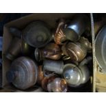 A box of assorted metalware, to include jugs, jelly mould etc