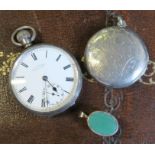 S Child, a silver cased open face pocket watch, together with a silver circular locket and a