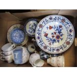 A box of assorted tea cups, saucers, plates, bowls etc