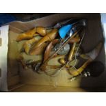A box of shoe trees, and coat hangers