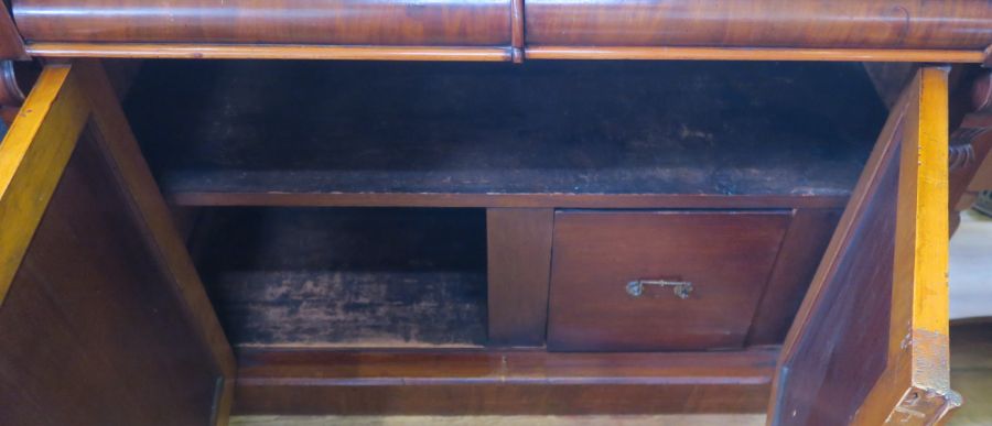 A 19th century mahogany sideboard, fitted with two frieze drawers over a pair of cupboard doors - Image 4 of 4