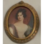 Leroy, an oval portrait of Miss Stowe, in gilt metal frame, overall diameter 4ins