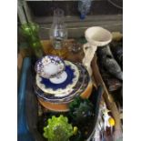 A box of assorted china and glass