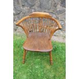 A child's Windsor armchair / tub chair, with pierced central splat
