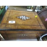 A walnut jewellery box, with inlaid decoration