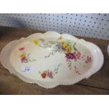 A Royal Worcester blush ivory tray, decorated with flowers