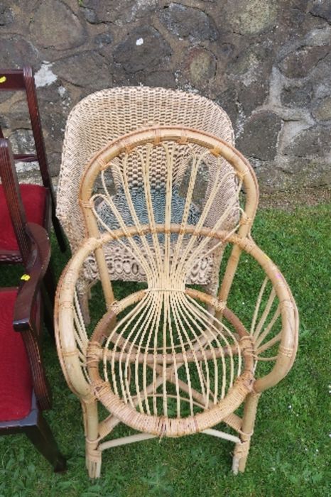 A set of six (4 + 2), reproduction dining chairs, with labels, together with two caned chairs and - Image 5 of 7