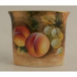 A Royal Worcester cigarette box, decorated all around with hand painted fruit by Roberts, height 2.