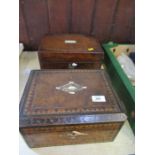 A rosewood jewellery box, together with a writing slope