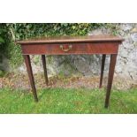 A 19th century mahogany side table, fitted with one short drawers, width 35ins x depth 17ins x