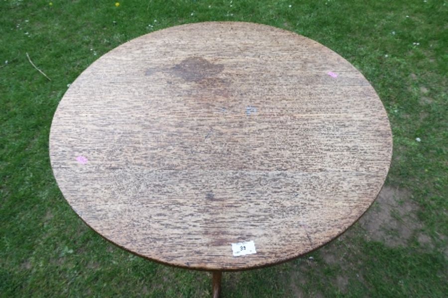 A 19th century oak tripod table, diameter 30.5ins x height 28ins - Image 2 of 3