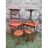 A collection of occasional tables, to include wine table, circular table, antique style trefoil