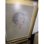 Gwenny Griffiths 1927, pastel and crayon portrait of a young woman, 16.5ins x 12ins