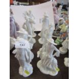 A collection of 8 white glazed Art Deco style Royal Worcester figures