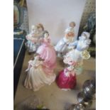 Six Royal Worcester models of young girls