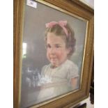 Pastel, portrait of a child, 18ins x 15.5ins