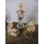 Three Royal Worcester figures, Woodland Dance, Monday's Child, and another