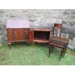A reproduction bureau, width 30ins x depth 16ins x height 40ins, together with a nest of tables, a