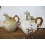 A Royal Worcester blush ivory flat back jug, and a gilded ivory flat back jug