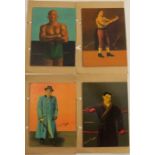 David Norman, signed, a set of 4 oil paintings, possibly over photographs, of the Boxers Tony Burns,