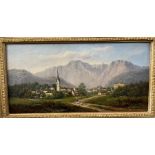 19th Century Austrian School, indistinctly signed, a set of four oil paintings, "Tyrolean lake