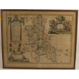 John Seller, An Antique hand coloured map of Buckinghamshire, corrected and additions by P Lea,