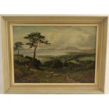 H.R.H. 1884, Initialled, oil on board,  "Lakeland landscape", 8.75in x 12.75in