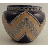 A 19th century Doulton Lambeth jardinière, with a decorated body of deep blue