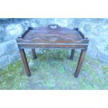 A rectangular Georgian style tray table, 15ins x 25ins x height 22ins