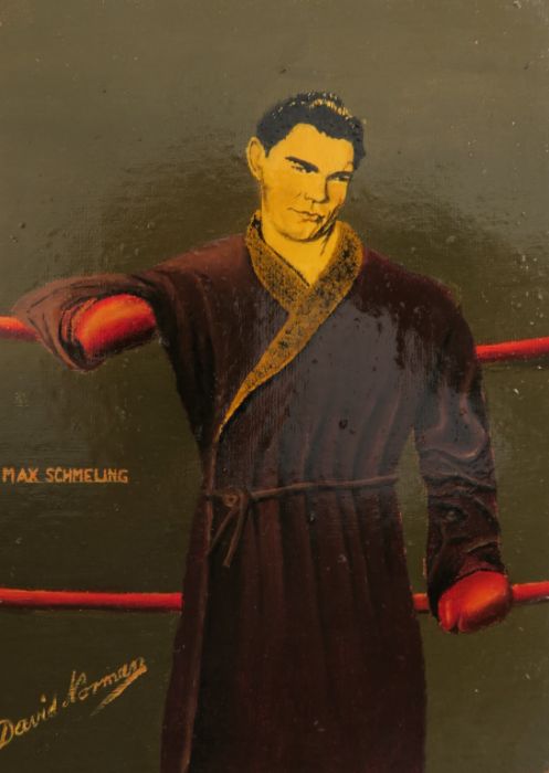 David Norman, signed, a set of 4 oil paintings, possibly over photographs, of the Boxers Tony Burns, - Image 5 of 6