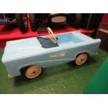 A blue police  patrol car, with swing pedals and solid rubber tyres, 35” x15”,