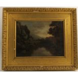 A 19th century oil on canvas, landscape with rocky cliff, 11.5ins x 15.5ins