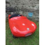 A red replica E – Type Jaguar, engine missing but with some spares, approx half scale. Size 72” x