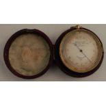 A 19th century Casella pocket barometer, in gilt metal case, numbered 2341, in leather covered