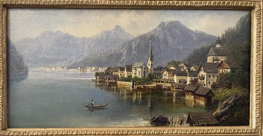 19th Century Austrian School, indistinctly signed, a set of four oil paintings, "Tyrolean lake - Image 2 of 4