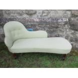 A chaise longue, raised on dwarf cabriole legs, length approx 64ins together with similar