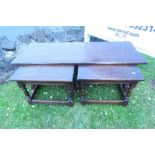 A nest of three rectangular tables, 45.5ins x 17.5ins x height 16ins, and down
