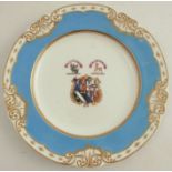 A G Grainger Royal Worcester Porcelain Work Worcester plate, decorated with a Coat of Arms, diameter
