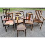 A collection of nine chairs, to include a Thonet style chair