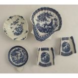 A collection of late 18th century/early 19th century Caughley china, four pieces decorated in the