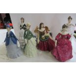 Six Royal Worcester figures, to include Belle of the Ball, Sunday Morning, Autumn Song and A